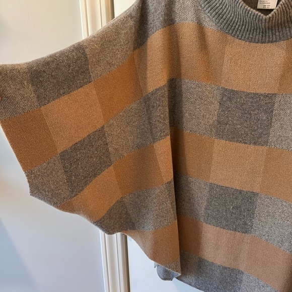 Note di Anita camel and gray wool cashmere blend poncho cape, one size - Picture 3 of 5